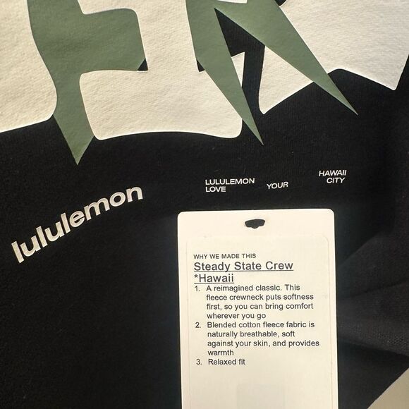 NWT Mens lululemon Steady State Fleece Crewneck M Hawaii Big Island Exclusive - Picture 7 of 7
